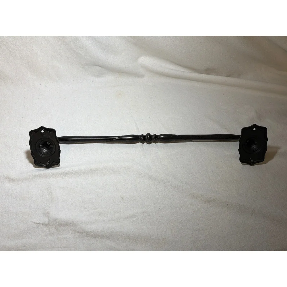Vintage Style Ornate Metal Towel Bar Twisted Design Dark Pewter Finish 24 Inch